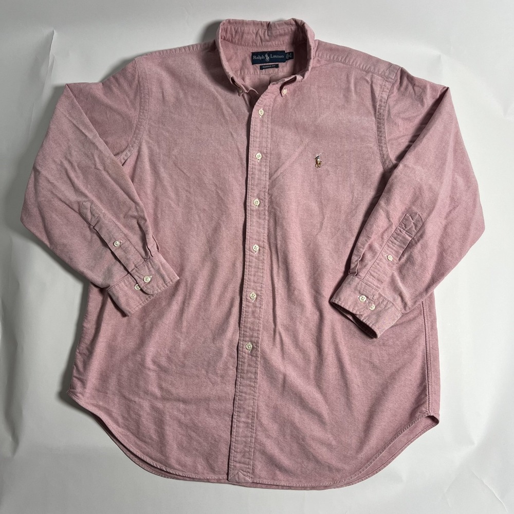 Ralph Lauren Mens Classic Fit Oxford Button Down Shirt Coral XL